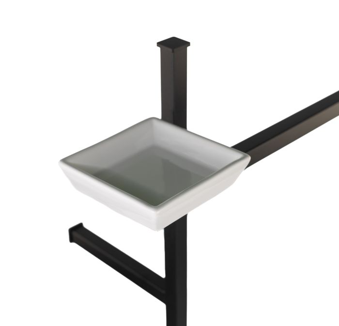 Stil Haus Urania, stand: soap. + towel holder + paper holder + ceramic ruff, color black. mat. - white ceramics