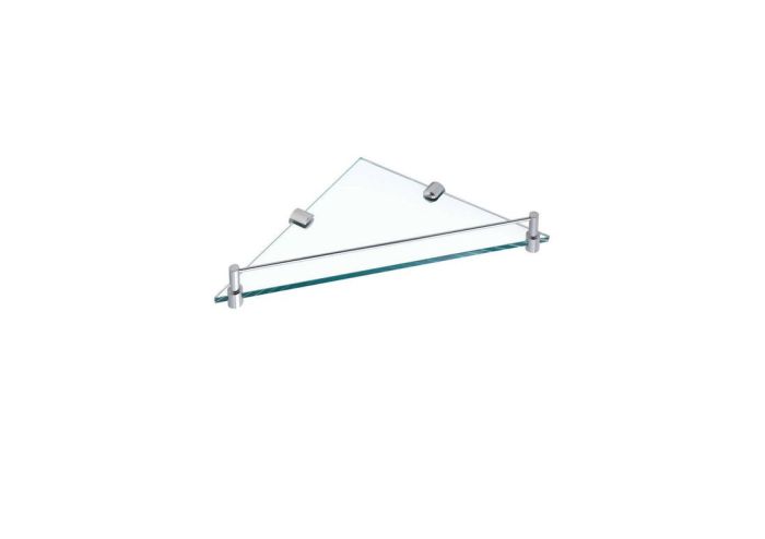 Stil Haus, glass corner shelf with fence, chrome color