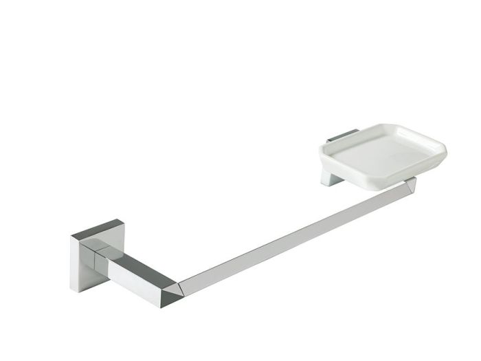 Stil Haus Diva, towel holder + ceramic soap dish, color chrome - white ceramic