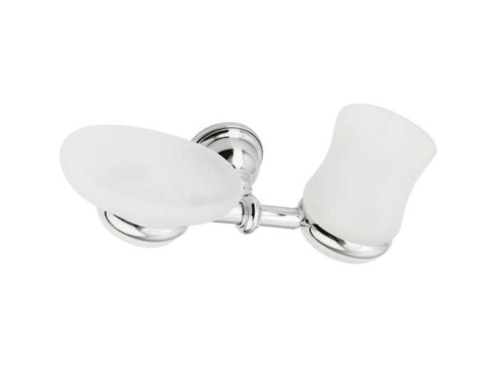 Stil Haus Elite, wall-mounted glass soap dish + glass, chrome color