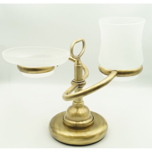 Stil Haus Elite, table glass soap dish + glass, bronze color