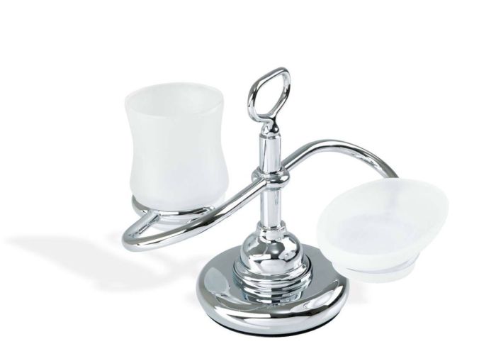 Stil Haus Elite, table glass soap dish + glass, chrome color