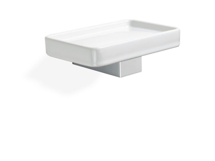 Stil Haus Gea, ceramic wall soap dish, chrome - white ceramic