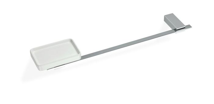 Stil Haus Gea, towel holder + ceramic soap dish, color chrome - white ceramic