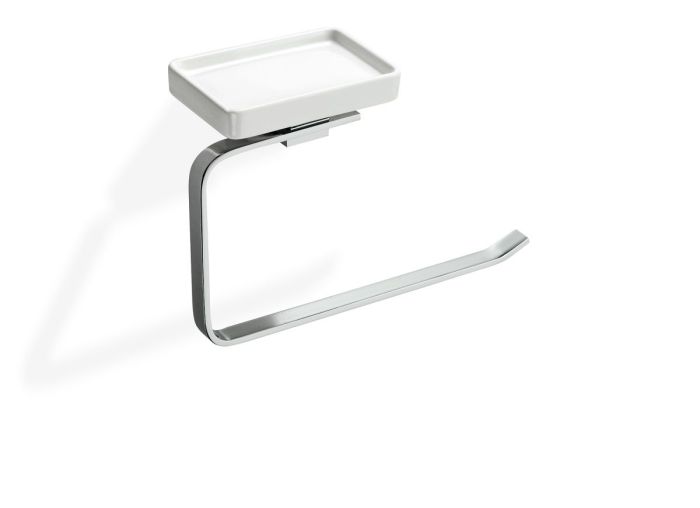 Stil Haus Gea, half-ring towel holder + ceramic soap dish, chrome - white ceramic