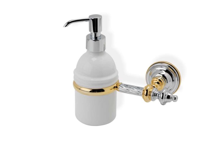 Stil Haus Giunone, wall mounted ceramic dispenser, color white - gold