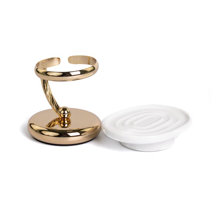 Stil Haus Giunone, ceramic table soap dish, gold color