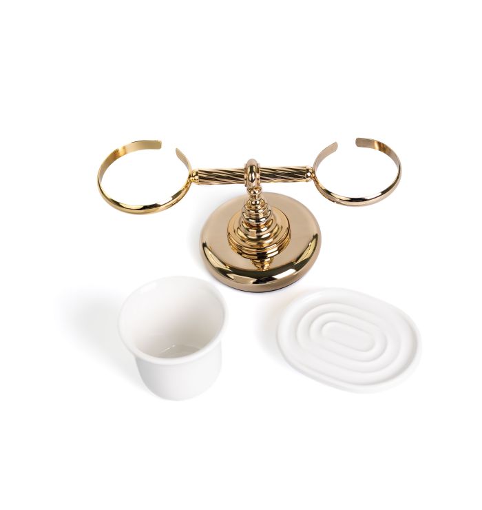 Stil Haus Giunone, ceramic table soap dish + glass, gold color