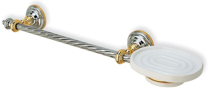 Stil Haus Giunone, towel holder + ceramic soap dish, color white - gold