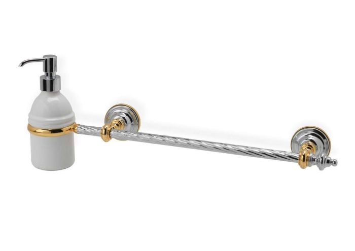 Stil Haus Giunone, towel holder + ceramic dispenser, color white - gold