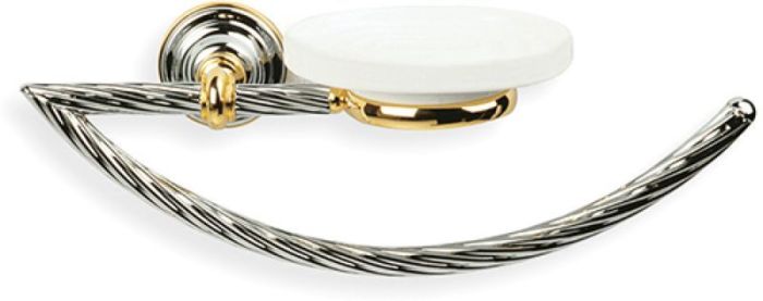 Stil Haus Giunone, half-ring towel holder + ceramic soap dish, chrome - gold color