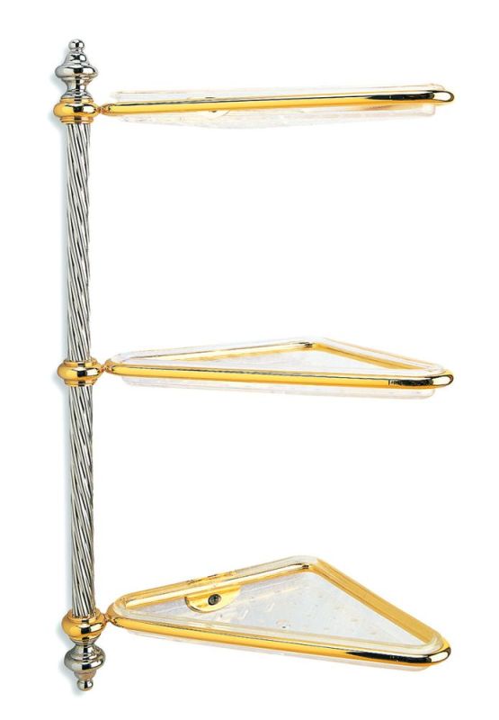 Stil Haus Giunone, corner 3-level shelf made of plastic, gold color