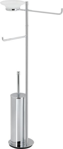 Stil Haus Hashi, stand h73 cm: glass soap dish/towel holder/paper holder/metal brush, chrome color