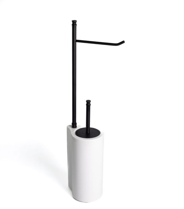 Stil Haus Hashi, stand h62 cm: paper holder/white ceramic ruff, color matte black