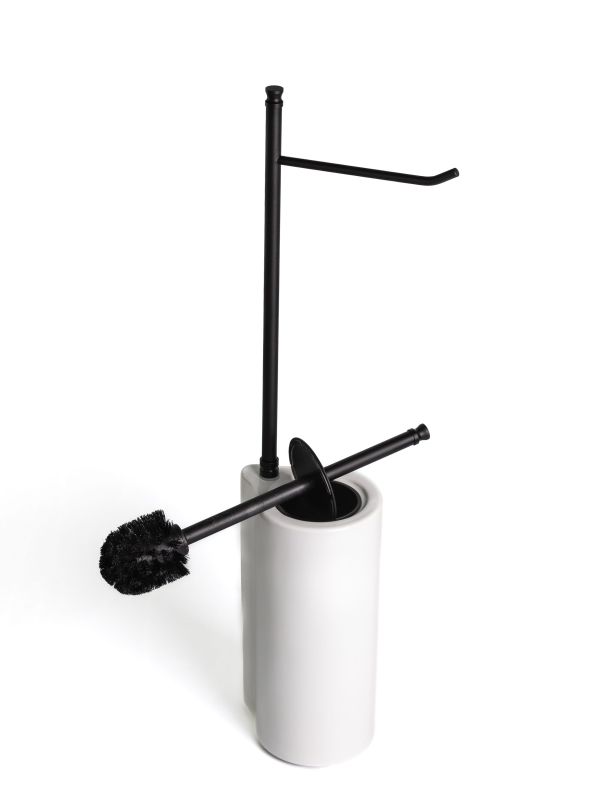 Stil Haus Hashi, stand h62 cm: paper holder/white ceramic ruff, color matte black