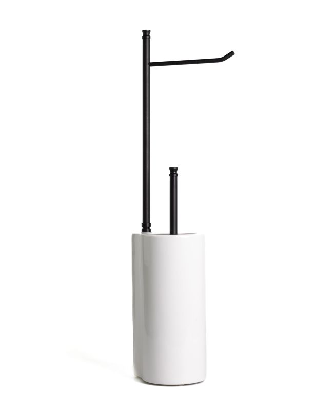 Stil Haus Hashi, stand h62 cm: paper holder/white ceramic ruff, color matte black