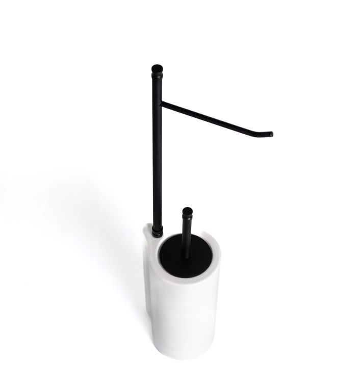 Stil Haus Hashi, stand h62 cm: paper holder/white ceramic ruff, color matte black