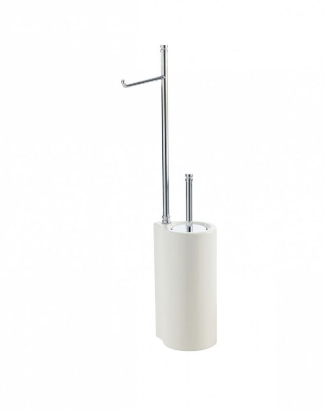 Stil Haus Hashi, stand h62 cm: paper holder/white ceramic ruff, chrome color