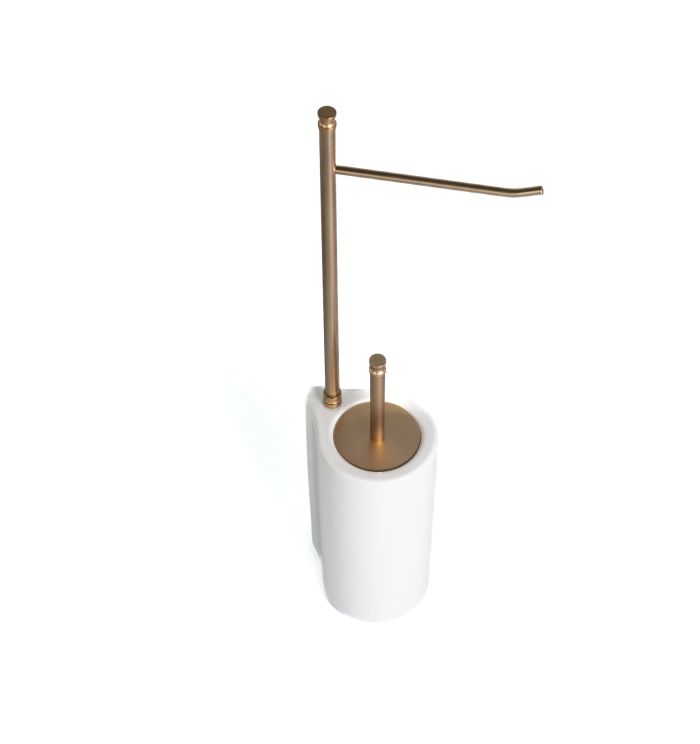 Stil Haus Hashi, stand h62 cm: paper holder/white ceramic ruff, color matte gold