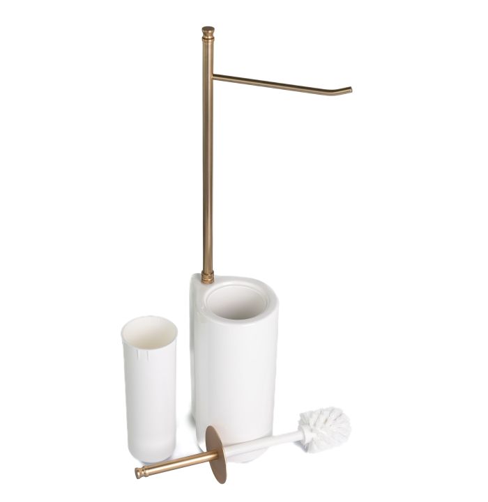 Stil Haus Hashi, stand h62 cm: paper holder/white ceramic ruff, color matte gold