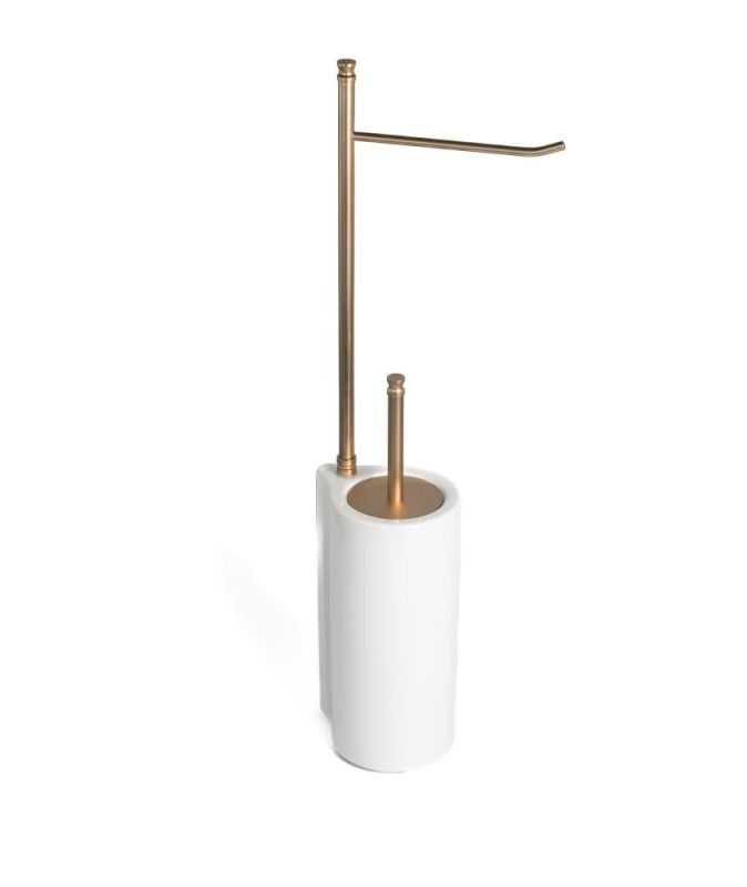 Stil Haus Hashi, stand h62 cm: paper holder/white ceramic ruff, color matte gold