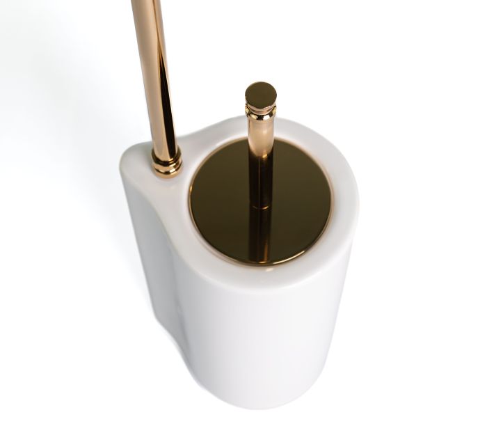 Stil Haus Hashi, stand h62 cm: paper holder/white ceramic ruff, gold color