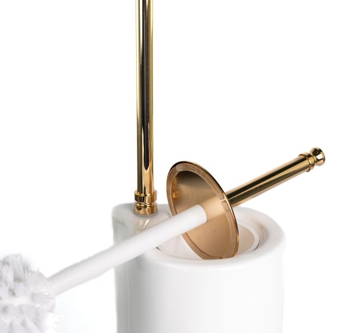 Stil Haus Hashi, stand h62 cm: paper holder/white ceramic ruff, gold color