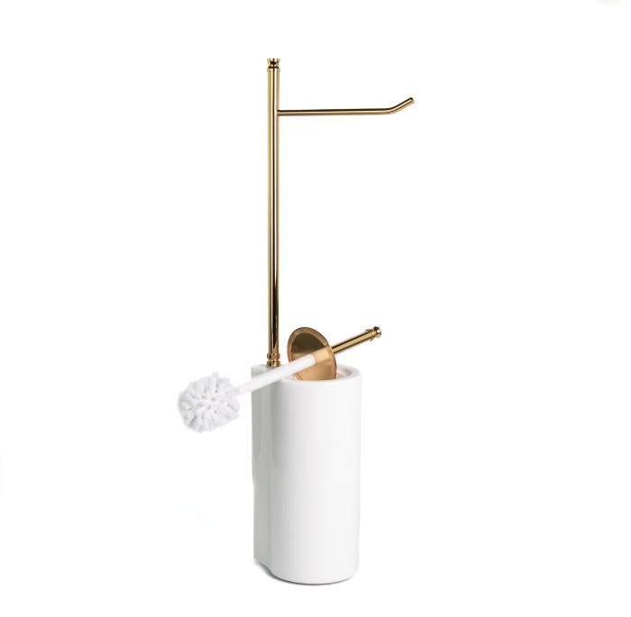 Stil Haus Hashi, stand h62 cm: paper holder/white ceramic ruff, gold color