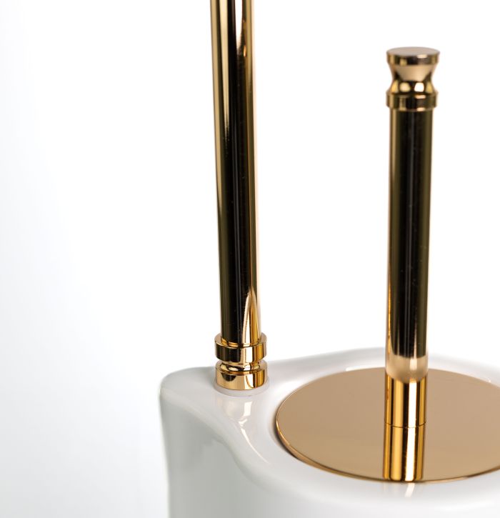 Stil Haus Hashi, stand h62 cm: paper holder/white ceramic ruff, gold color