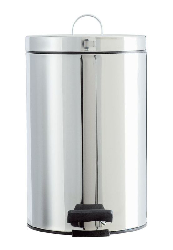 Stil Haus, round trash container with pedal - 12 liters, color polished steel