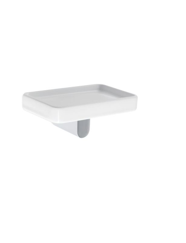 Stil Haus Living, ceramic wall soap dish, chrome - white ceramic