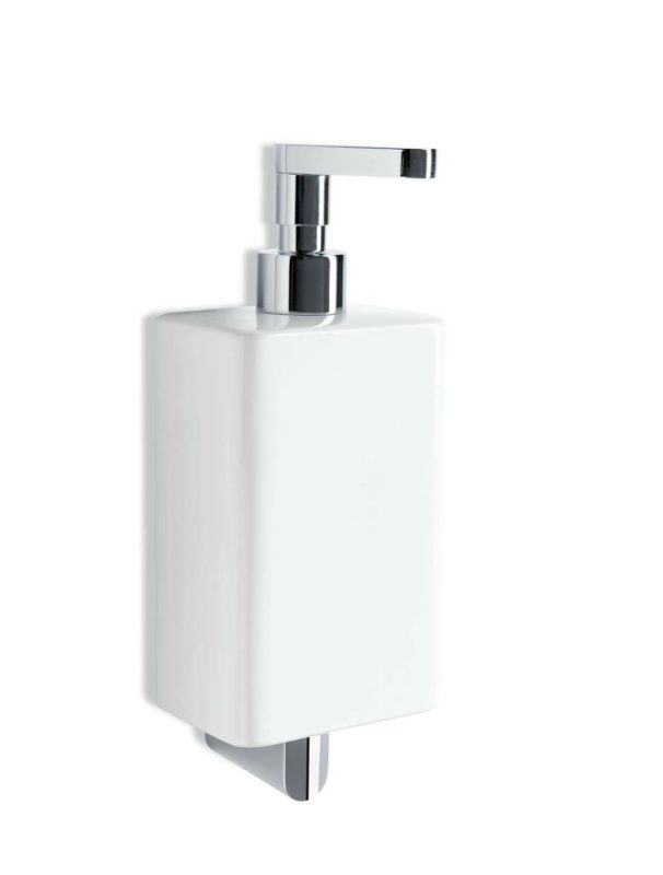 Stil Haus Living, wall mounted ceramic dispenser with straight spout, color chrome - white ceramic