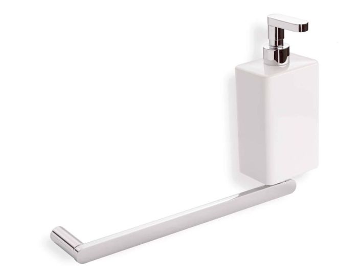 Stil Haus Living, towel holder + ceramic dispenser with straight spout, color chrome - white ceramic