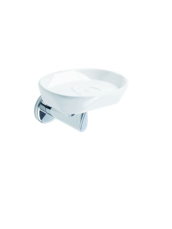 Stil Haus Liz, ceramic wall soap dish, chrome - white ceramic