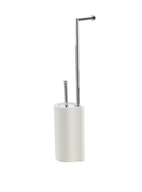 Stil Haus Medea, stand: paper holder + ceramic ruff, color white-chrome