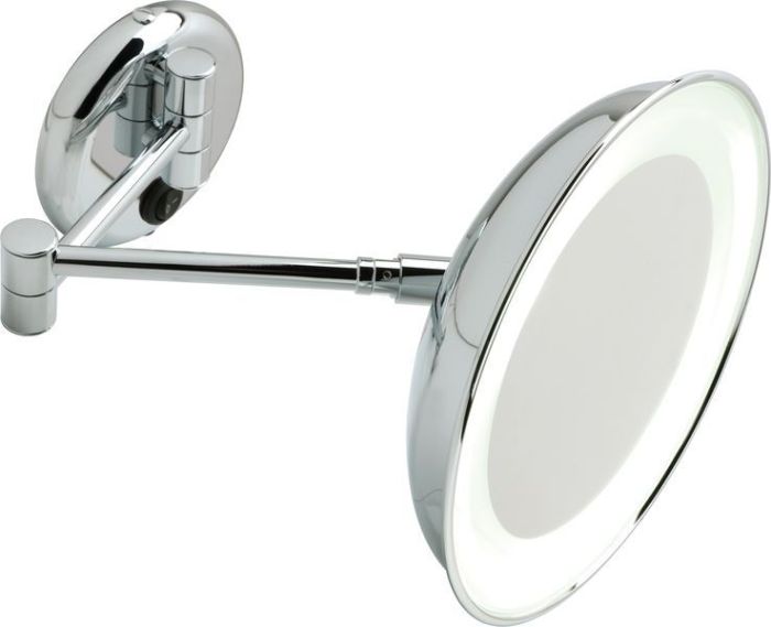 Stil Haus, wall-mounted round cosmetic mirror (4x) with LED backlight (hidden wiring), matte black