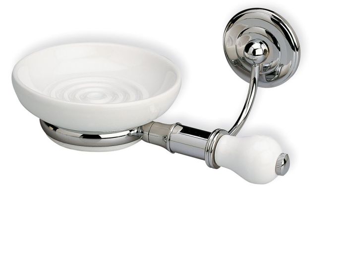 Stil Haus Nemi, ceramic wall soap dish, chrome - white ceramic