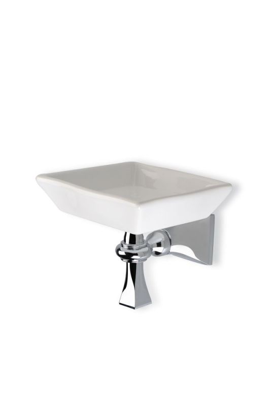 Stil Haus Prisma, ceramic wall soap dish, chrome - white ceramic