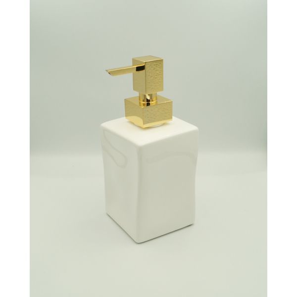 Stil Haus Prisma, table ceramic dispenser, gold - white ceramic color