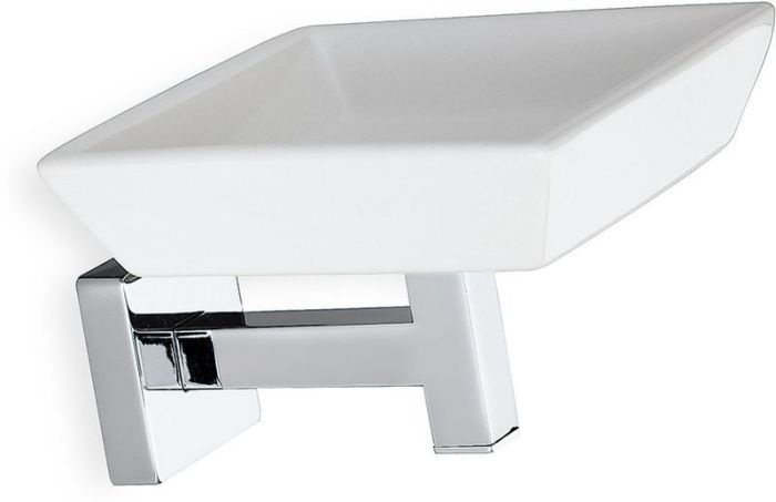 Stil Haus Urania, ceramic wall soap dish, chrome - white ceramic