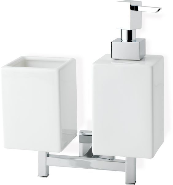 Stil Haus Urania, wall mounted ceramic dispenser + glass, color chrome - white ceramic