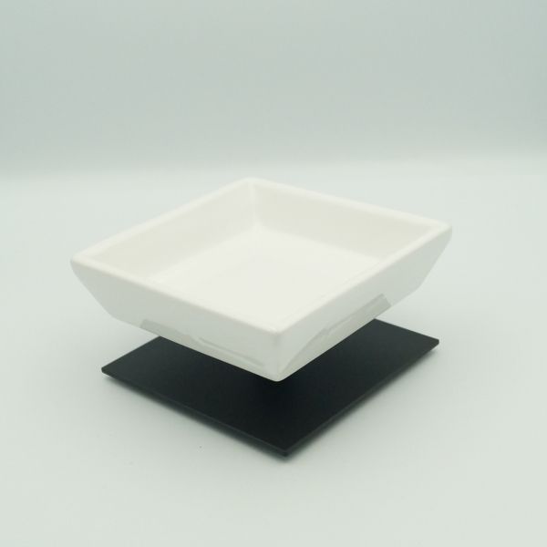 Stil Haus Urania, ceramic table soap dish on a leg, matte black - white ceramic