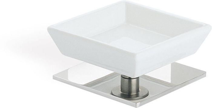 Stil Haus Urania, ceramic table soap dish on a leg, color chrome - white ceramic