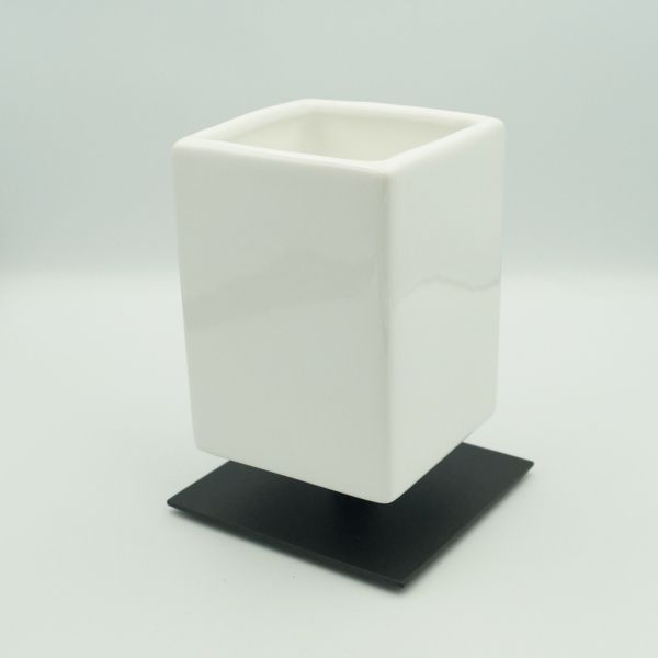 Stil Haus Urania, ceramic table glass on a leg, matt black - white ceramic