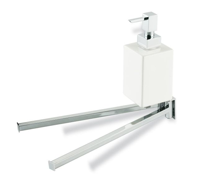 Stil Haus Urania, double swivel towel holder + ceramic dispenser, color chrome - white ceramic