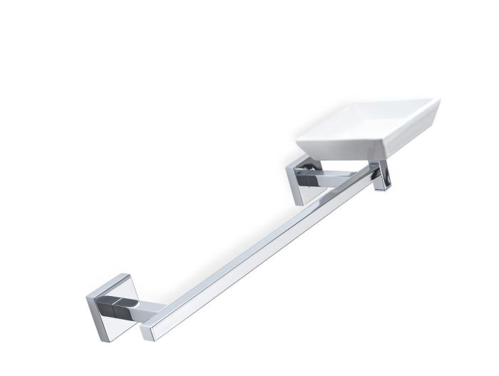 Stil Haus Urania, towel holder + ceramic soap dish, color chrome - white ceramic