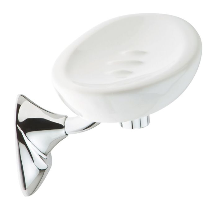 Stil Haus Zefiro, ceramic wall soap dish, chrome - white ceramic