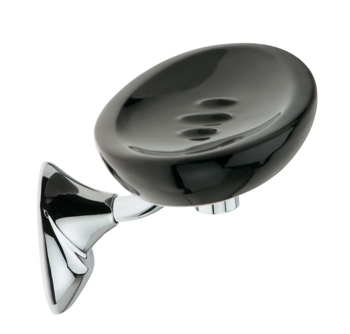 Stil Haus Zefiro, ceramic wall soap dish, chrome - black ceramic