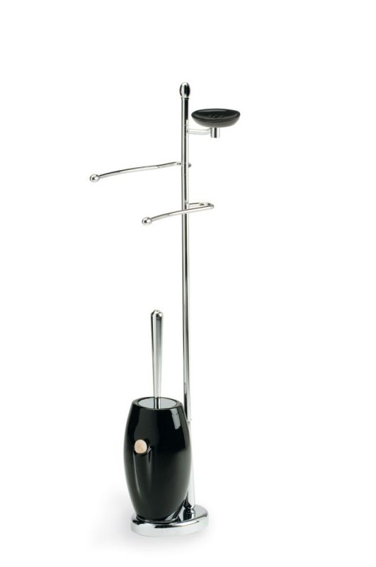 Stil Haus Zefiro, counter: dispenser. + towel holder + paper holder + ceramic ruff, chrome - black color. Ceramics